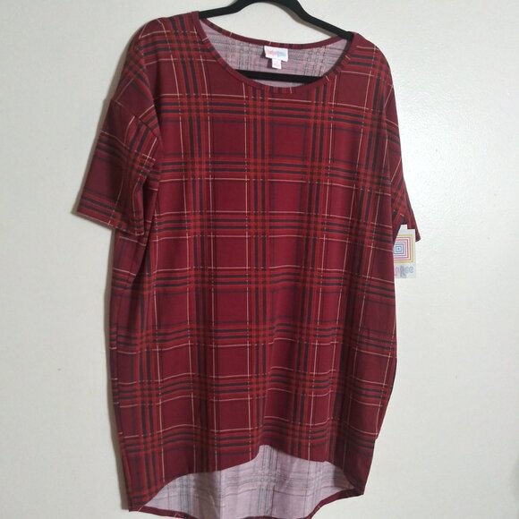 LulaRoe Women’s Irma High-Low Hem Tunic Top Red Plaid Size: Small - Picture 7 of 8
